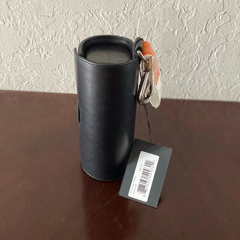 Alexander Wang Black Leather Sunglasses case Keychain Holder with clip NEW